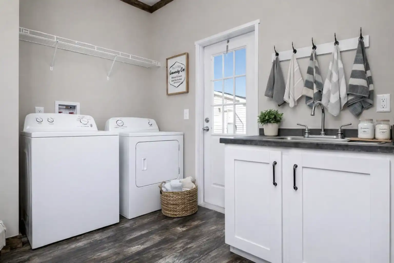 Clean modern laundry room