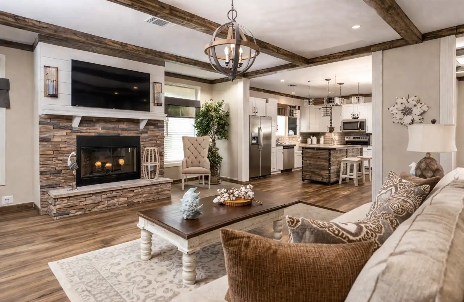 Open concept living area with kitchen